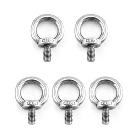 QWORK® 5PCS M8 Eye Bolts - 120KG - 304 Stainless Steel Male Thread Lifting Ring Eye Bolts for Living Lifting and Various Engineering Lifting Equipment