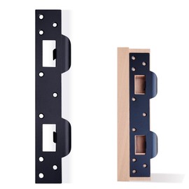 MOSECYOU Door Strike Plate Double Holes 2 Pack, Front Door Security Latch Striker, Reinforcement for Exterior/Interior Deadbolt Door Knob, with Reinforced Torx/Star Screws & Bit