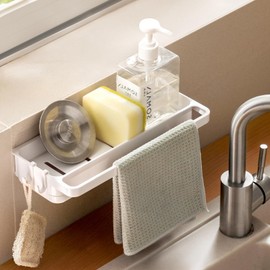 LANZYLO Sponge Holder for Kitchen Sink, Wall Mount Kitchen Sink Organizer, Dish Sponge Holder, Sponge Caddy for Kitchen Sink, Dish Soap and Sponge Holder, Kitchen Sink Accessories