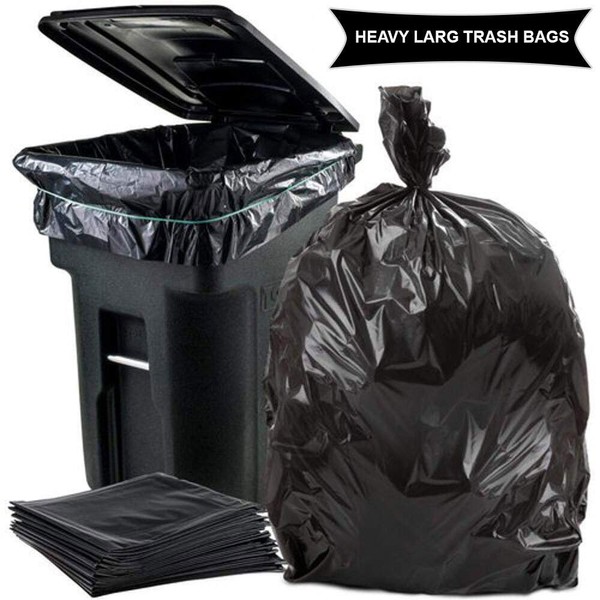 Ox Plastics 55 Gallon, 2 MIL Thick, Large Contractor Heavy Duty Bags, Extra Large Trash Can Liner Bags, 36x52 55gal 2mil (Black, 50 Count)