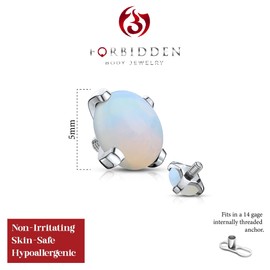 Forbidden Body Jewelry 14g Surgical Steel 5mm Synthetic Stone Dermal Top for Internally Threaded Anchor, Metal