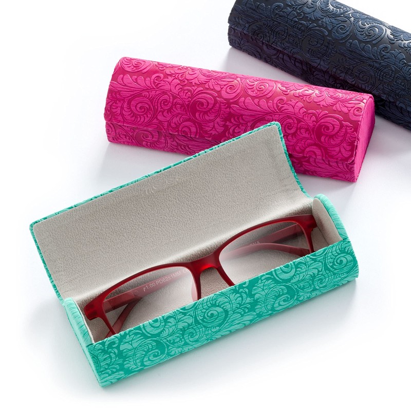 FEFI - Sturdy hard case glasses case in floral relief