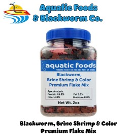 Aquatic Foods 45% Blackworm with Red Brine Shrimp & Color Flake Mix.  AF and Zeigler Mix JAR - 2oz Jar
