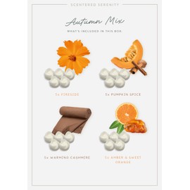 Autumn Wax Melts| Strong Scented| 20 Pack| Luxury Gift Set Wax Melts| 4 Scent Mix, Pumpkin Spice, Warming Cashmere, Amber and Sweet Orange, Fireside Treats