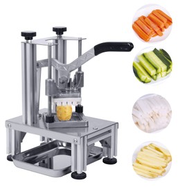 Rismanor Commercial French Fries Cutter 1/4″ 3/8″ 6 Wedges 6 Wedges to Core Stainless Steel Blades Potato Slicer Fruit Chopper for Restaurant Home Kitchen Cutting, Sliver