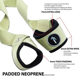Weightlifting Wrist Support Straps by LOCK-WOOD - Lift Heavier & Secure Your Grip for Deadlifts, Chin-ups, LAT Pull Downs, Hanging Leg/Knee Raises, Dumbell Rows, Kettlebells, etc.