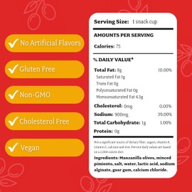 Lindsay Snack and Go! Pimiento Stuffed Spanish Manzanilla Olives, 1.6 Oz (24 Snack Cups), Keto Friendly, Healthy Snacks, Perfect for Lunch Boxes, Salads, Pizzas, Pastas