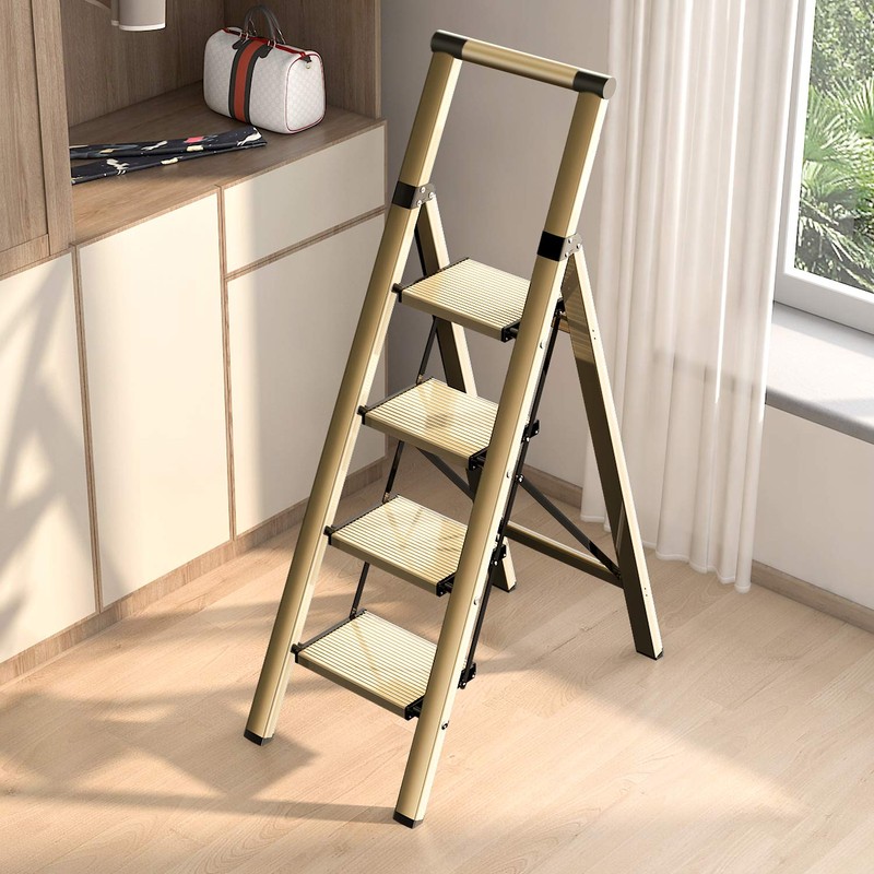 GameGem 4 Step Ladder, Folding Step Stool with Anti-Slip and