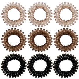 9 Pcs Spiral Hair Ties for Women, Gradient Colors Waterproof Plastic Hair Bands No Damage, Invisible Bobble Suitable for Home Travel Work Swimming Thick Hair Students Working Women & Housewives