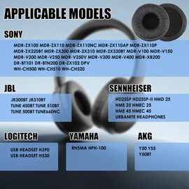 Earpads Cushions Ear Cushions 2 Pack for Sony Headphone 70MM Replacement Ear Pads Compatible with Sony MDR-ZX110 ZX110NC WH-CH500 CH510 CH520 JBL Tune 450BT 500BT 510BT 600BTNC 660NC