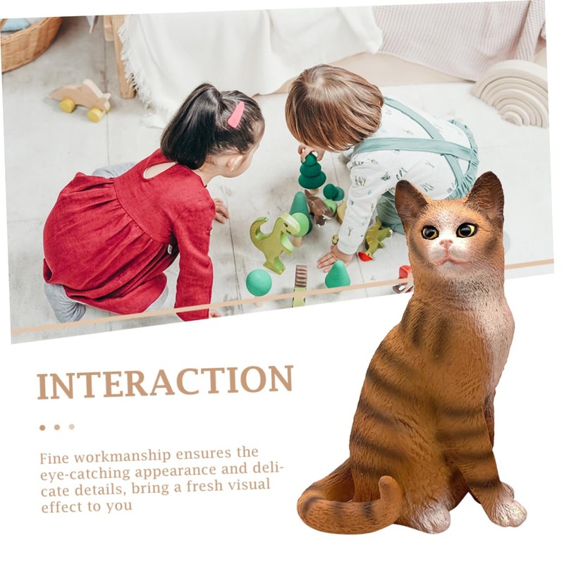 Kisangel Lifelike Kitten Statue Creative Cat Model Ornament for Cognitive