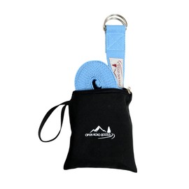 Open Road Goods 8ft Extra Long 100% Cotton Yoga Strap with Bag: Light Blue - Yoga Stretching Prop with Easy Use Metal D Ring - Great Gift for Yogis