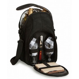 Picnic Plus Brava Wine & Cheese Set Holds 2 Bottles Thermal Insulated includes Glasses, Cheese Board