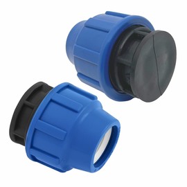 SmartProduct 25 mm PP End Cap for PE Pipe PN16 DVGW Drinking Water Certified - End Piece End Part Connectors Clamp Connectors, 25 mm Screw Connection Coupling for PE80 PE100 Pipes, Pack of 2