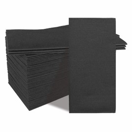 GUOYUANGLO Disposable Linen Feel Dinner Napkins Black Cloth-Like Paper Napkins Disposable Guest Napkins for Dinne,Parties, Weddings or Events,16”x16”-50 Pack
