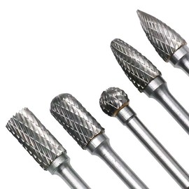 Gasea 5pcs 10mm Double Cut Head Rotary Point Burrs Die Grinder Bit Tungsten Carbide Rotary Point Burr Set with 6mm Shank for Woodworking and Carving