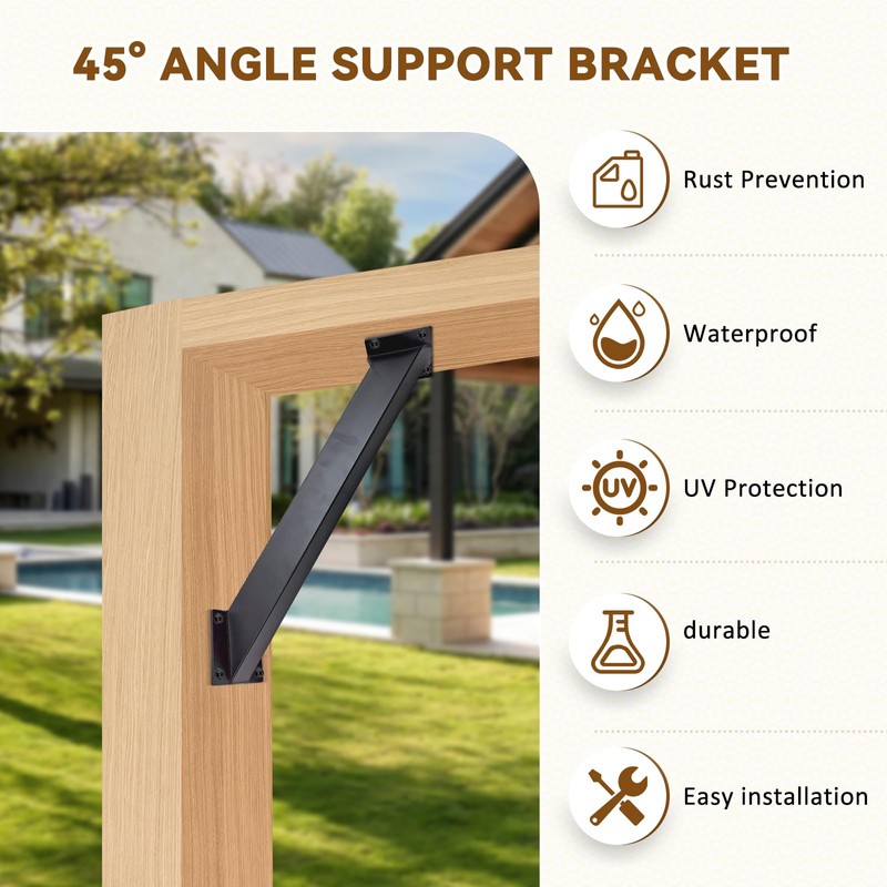 (4-PC) 45 Degree Angle Support Bracket，Pergola Kit Heavy Duty Connectors，Corner