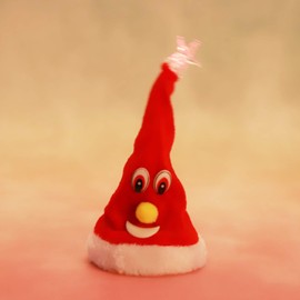 ITODA Swing Music Dancing Santa Hat Toy Christmas Ornaments Electric Christmas Hat Plush Red Christmas Cap Light Up Electric Toys Xmas Party Headwear for Christmas Festival New Year
