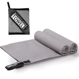 Simpeak Set of 2 Microfibre Towels, Quick-Drying Towels, Double-Sided Fleece, Portable, Water Absorption, Sports Towels, Beach Towel for Fitness, Travel, Yoga, Golf, 80 x 40 cm