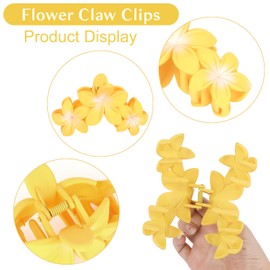 4PCS Hawaiian Plumeria Large Claw Clips for Women - Non-Slip Strong Hold Flower Hair Clips for Thick Hair (Colorful)