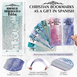 Motiskyy 100 Pcs Spanish Bible Emergency Numbers Bookmark Inspirational Christian Cards Spanish Christian Gifts for Daily Encouragement Church Favors Sunday School Teacher Prizes Gifts(Watercolor)