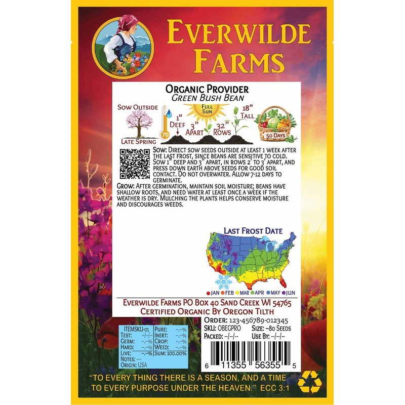 Everwilde Farms - 1 Oz Organic Provider Green Bean Seeds