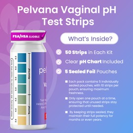 Pelvana Vaginal pH Test Strips for Women – 50 Strips, at-Home BV and Yeast Infection Test Kit, Vaginal pH Tester to Differentiate Between Conditions