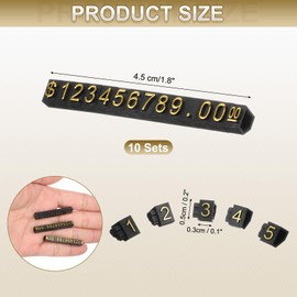 uxcell 10 Set Price Display Cube, Adjustable Price Tag Stand Removable Mini Tag Number Letter Price Dollar Block Kit for Jewelry Retail Shop Price Signs (Black/Gold, 1.8" Length)