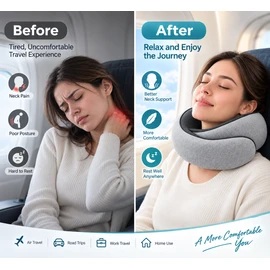 Memory Foam Travel Neck Pillow for Rest – U-Shaped Neck Support with Portable Design for Travel, Office and Naps