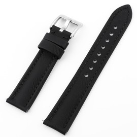 Onthelevel Water Resistant Oxford Fabric Watch Strap 18mm 20mm 22mm Sailcloth With Leather Back Lining Quick Release Watch Band Replacement (Black-black line, 20mm)