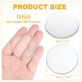 PATIKIL Door Stopper Wall Protector 1.97", 6 Pcs Self Adhesive Rubber Door Bumpers Guard Round Door Knobs Wall Shield Cushion for Furniture Door Handle Cabinet Home Office, Clear