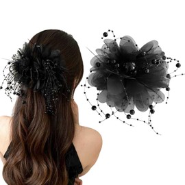 Flower Tassel Hair Clip for Women Hair Claw Clip Feather hair clip Non-Slip Large Floral Alligator Hair Barrette Accessories for Weddings, Parties, and Everyday Style
