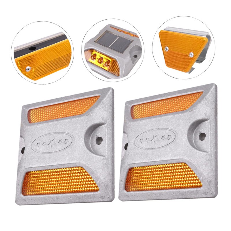 KONTONTY 2pcs Reflective Aluminum Road Studs for Driveways Pavement Markers