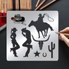BENECREAT 6x6" Western Cowboy Pattern Stainless Steel Stencils, Reusable Creative