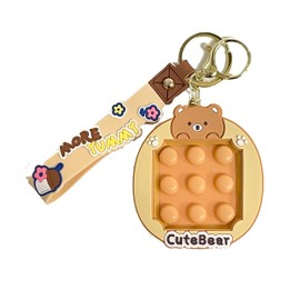 Push-Pop Key Holder, Charm, Maze, Educational Toy, Accessory, Toy, Killing Time, Stress Relief, Fingertip Education (Bear)