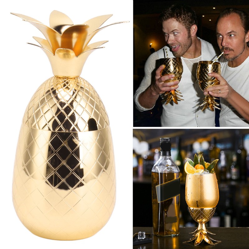 Cocktail Shaker Pineapple Shape Stainless Steel Polished Smooth Surface 500ml