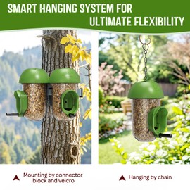 LONA Bird Feeders for Outdoors 2 Pack, Squirrel Proof Tube Bird Feeder with Multiple Hanging Methods, Wild Bird Feeding Silo for Outside, 1 Port
