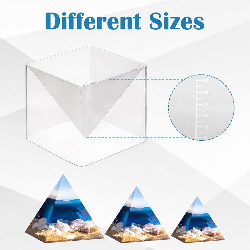 Prasacco 3 Pcs Super Large Clear Silicone Pyramid Molds -4.7''