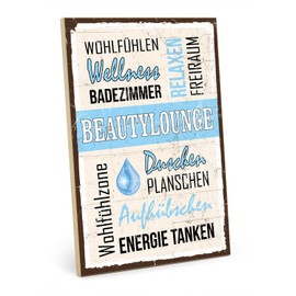 TypeStoff Wooden Sign with Saying - Beautylounge - Vintage Look with Quote for Bathroom Gift and Decoration - HS-00978