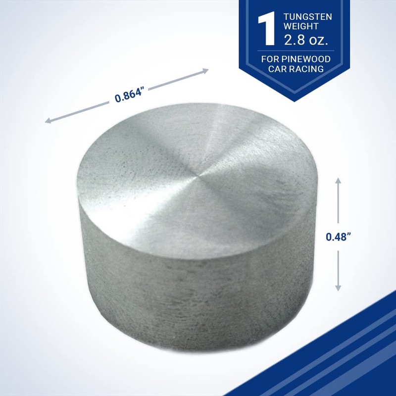 Pinewood Car Derby Tungsten Weight | 2.8oz Each, 0.864" Dia.