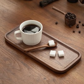 Muso Wood Solid Walnut Wood Serving Trays, Rectangular Wooden Serving Plates for Home Decor, Food, Cheese, Appetizer Serving Tray, Coffee Tray (Set of 3)