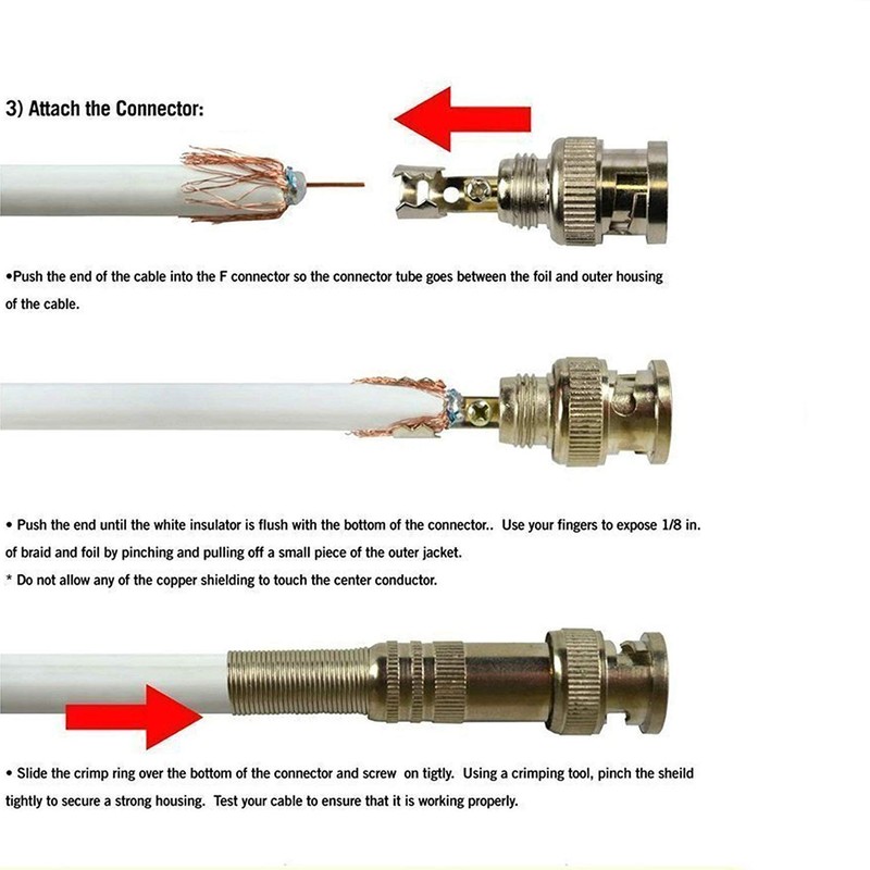 10x BNC Male with Gold Screw (Copper) for Coaxial Cable