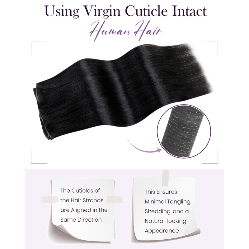 LaaVoo Genius Weft Real Hair Black Real Hair Wefts for