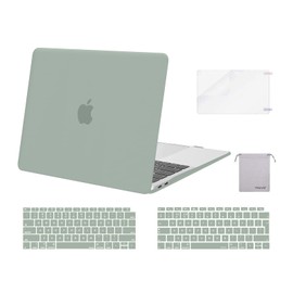 MOSISO Funda Compatible con MacBook Air 13 Pulgadas 2022-2018 A2337 M1 A2179 A1932 Retina,Carcasa Rigida&Cubierta de Teclado (USA&EU Versión)&Protector de Pantalla&Bolsa de Accesorios, Verde Antiguo