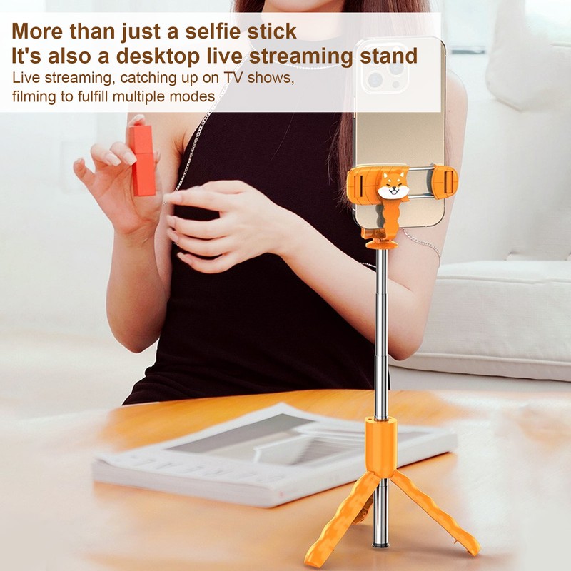 Cute Cartoon Puppy Selfie Stick Tripod 26.4 Inch Extendable Handheld