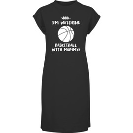 Hippowarehouse Shhh. I'm Watching Basketball with Mummy!! t-Shirt Dress Women's Adults Nightie Nightdress Black
