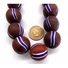 15 XL Rare Early Redwood Striped Antique African Trade Bead style TT107N   READ