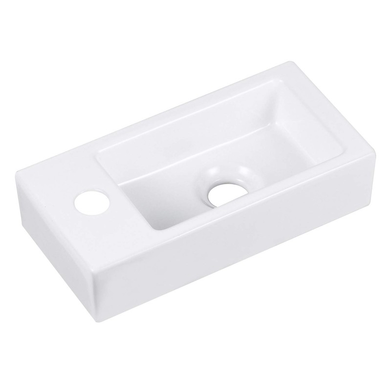 Small Bathroom Sink DeerValley, 15"x7" Mini Rectangle Wall Mount Vessel