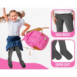 HiFEN® 3 Pairs Girls Cotton Rich Plain Tights Warm Soft Thick Formal Smart Casual Back to School Girl Tights