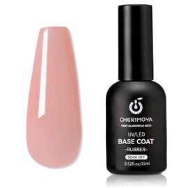 CHERIMOYA Base Coat Permanentes Rubber Color 15ml, Gel Multifuncional 4 en 1: Base, Color, Nivelación y Refuerzo, Esmalte Permanente Soak Off de Larga Duración para Manicura Profesional y DIY (Melocotón)